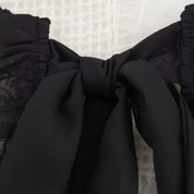 Women’s white lace ruffle cropped bow blouse
