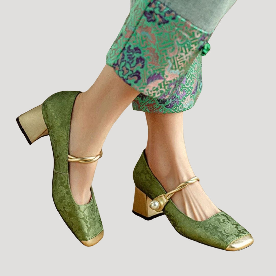 Women’s square toe ballet flats with low heel