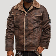 Men’s faux leather aviator winter bomber jacket