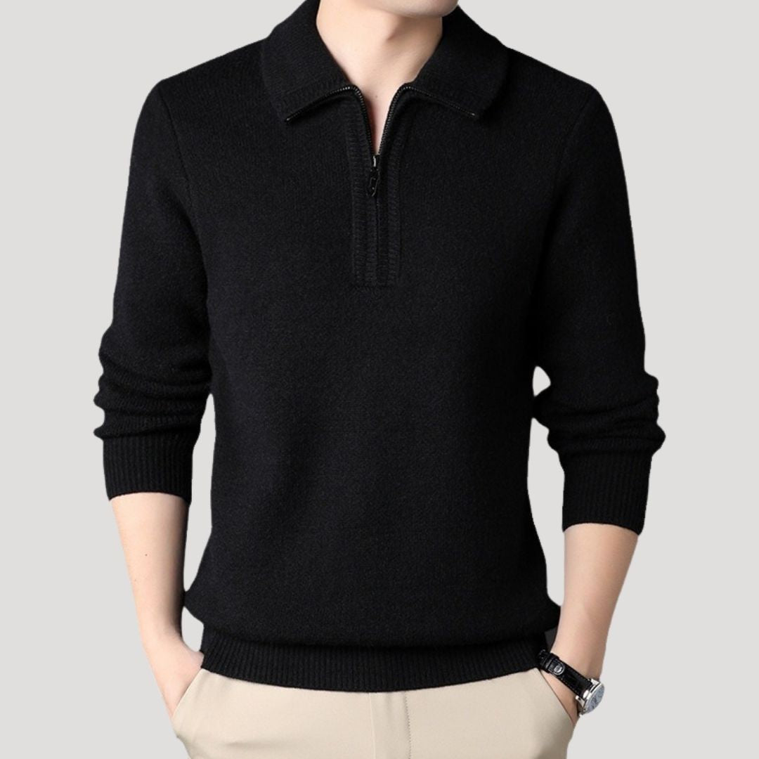 Men’s knitted zip neck smart casual winter jumper