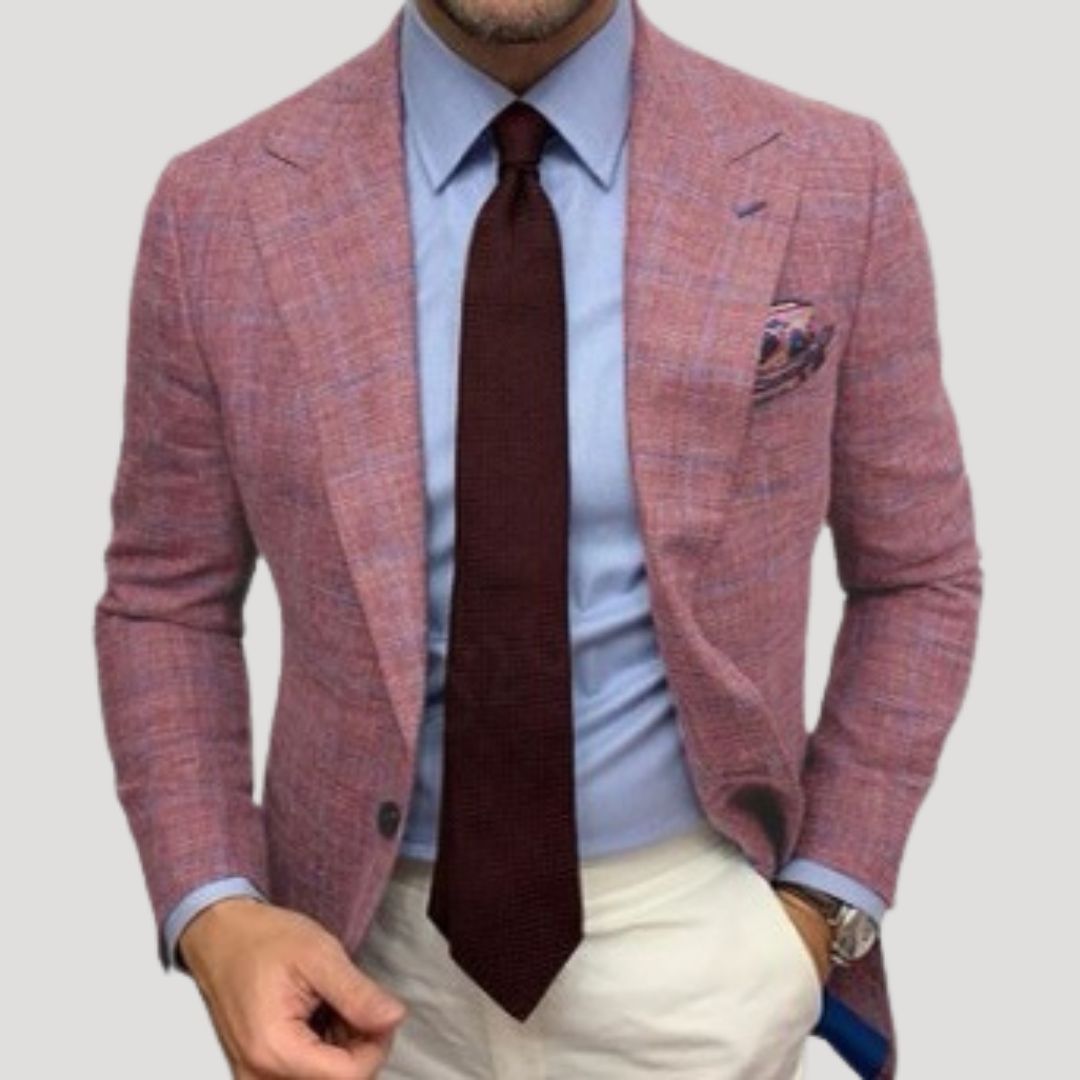 Men’s tweed wool slim fit checked tailored blazer