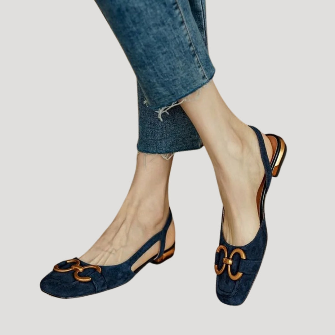 Women’s slingback flats suede low heel smart shoes