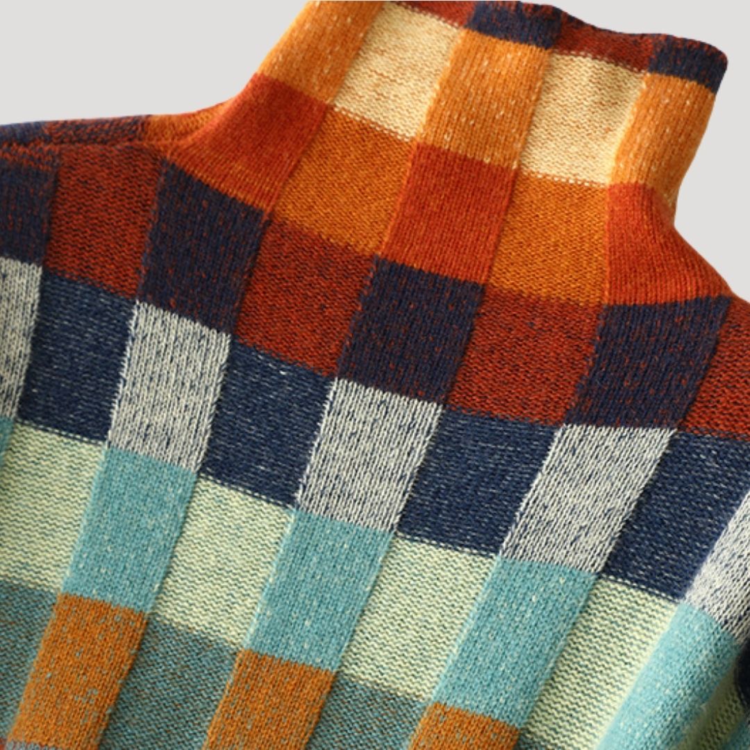 Women’s roll neck oversized patterned warm knit jumper