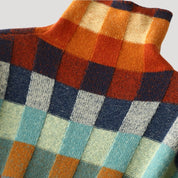 Women’s roll neck oversized patterned warm knit jumper