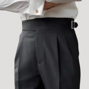 Men’s high waisted pleated smart formal trousers