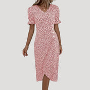 Women’s floral wrap midi summer tea dress