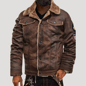 Men’s faux leather aviator winter bomber jacket