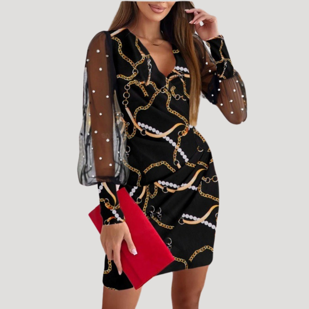 Chiffon sleeve wrap dress