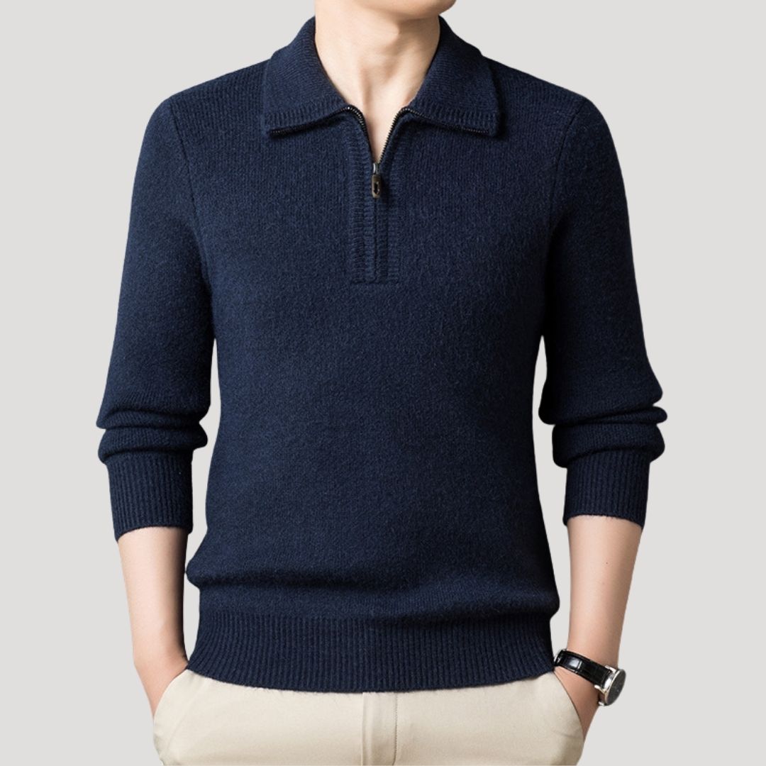 Men’s knitted zip neck smart casual winter jumper