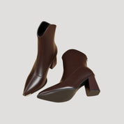 Women's block heel pointed toe ankle boots