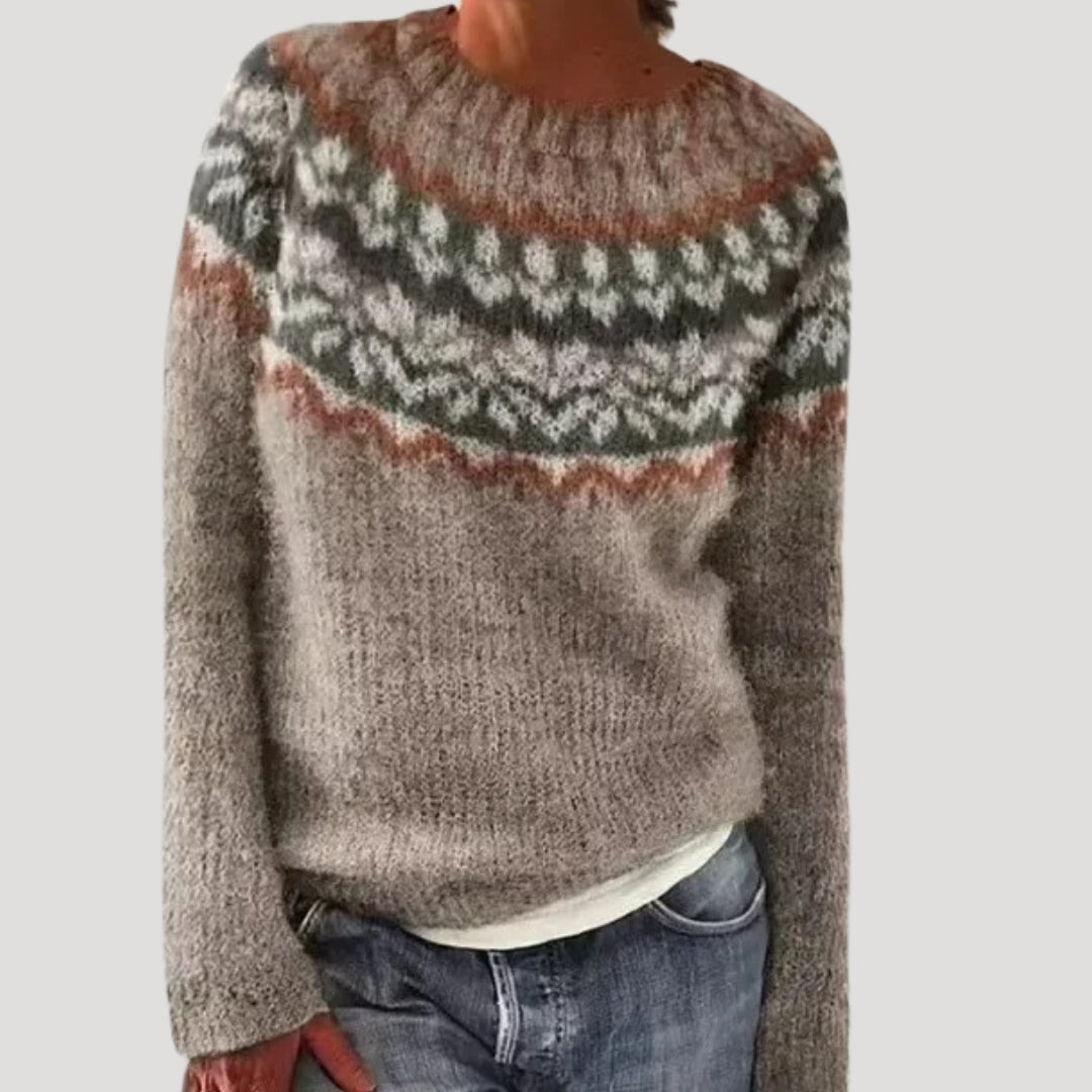 Women colorful patterned knit sweater