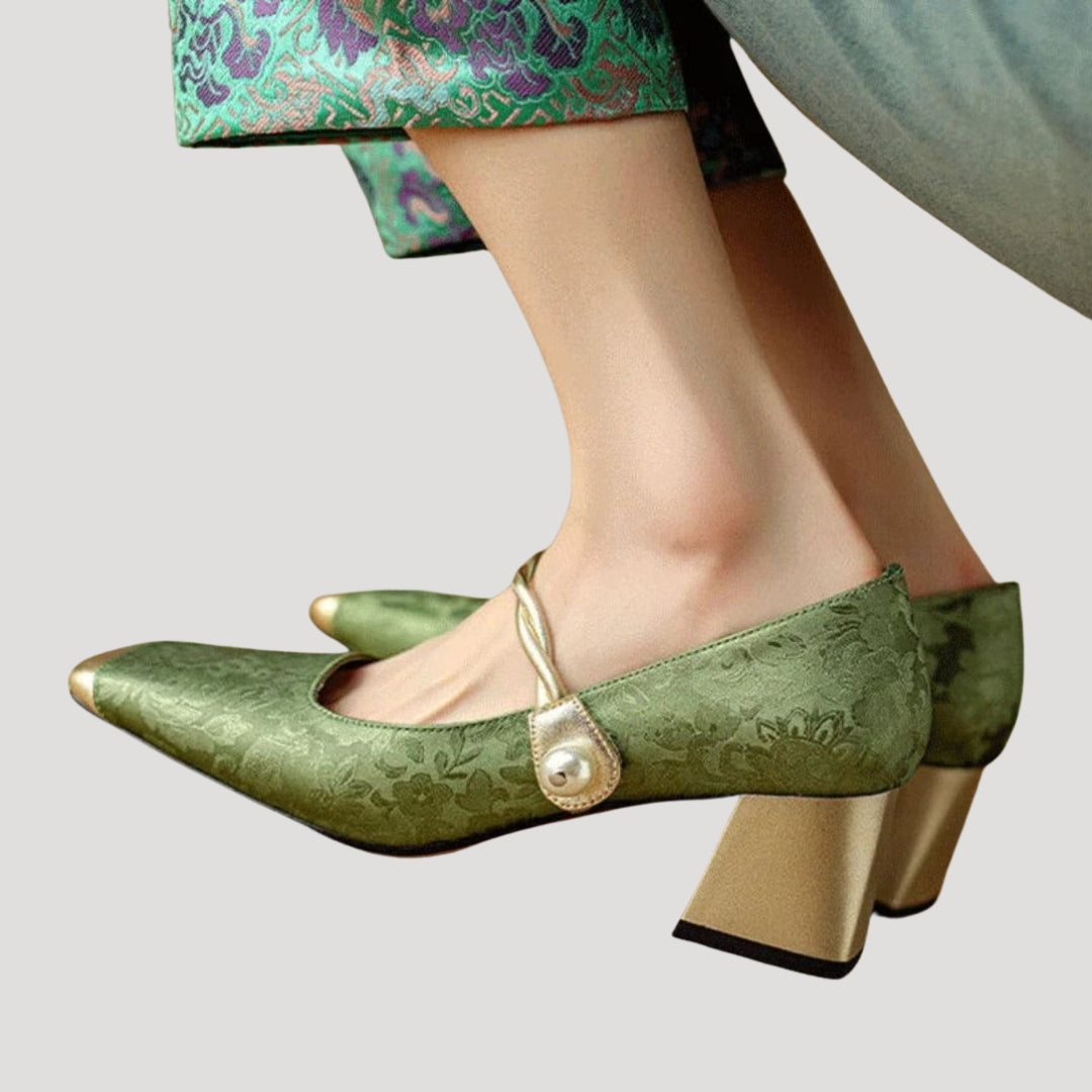 Women’s square toe ballet flats with low heel