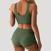 Olive green high-waist swim set