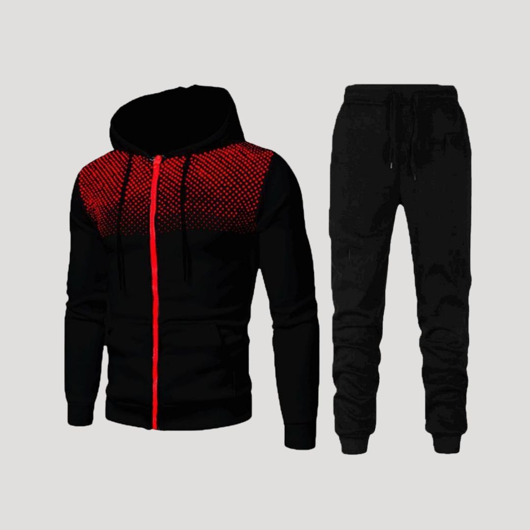 Men’s fleece hooded winter black jogging tracksuit