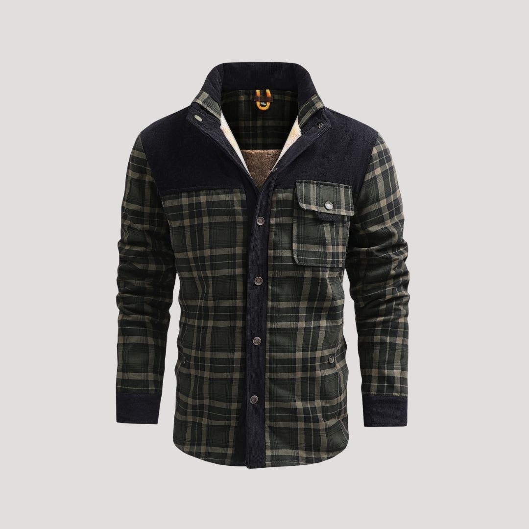 Men’s fleece lined padded checked winter jacket