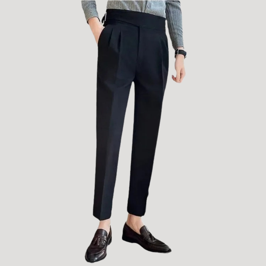 Men’s high waisted pleated smart formal trousers