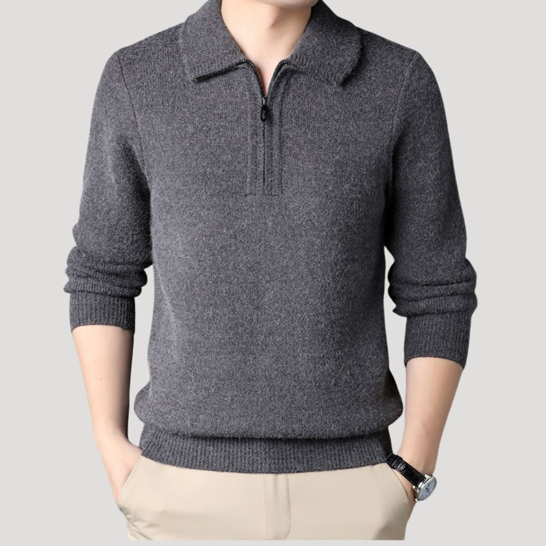 Men’s knitted zip neck smart casual winter jumper