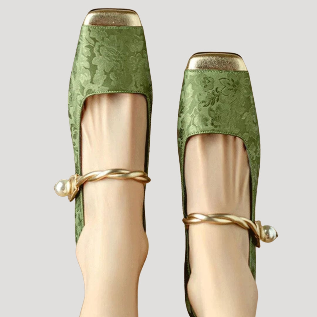 Women’s square toe ballet flats with low heel