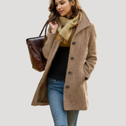 Women’s long wool blend buttoned winter coat