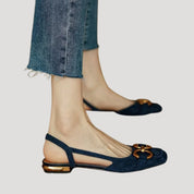 Women’s slingback flats suede low heel smart shoes