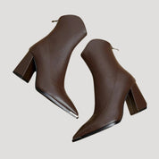 Women's block heel pointed toe ankle boots