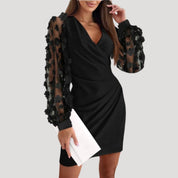 Chiffon sleeve wrap dress