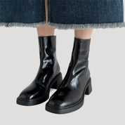 Square toe platform boots