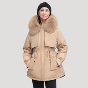 Fur-collar parka jacket