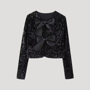 Sequin cardigan with bow details