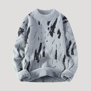 Abstract patterned knitted jumper