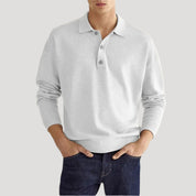 Men cotton relaxed polo sweater