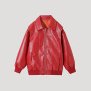 Women faux leather bomber jacket