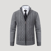 Men's zip-up knit cardigan