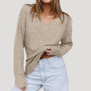 Women’s v-neck ribbed knit sweater