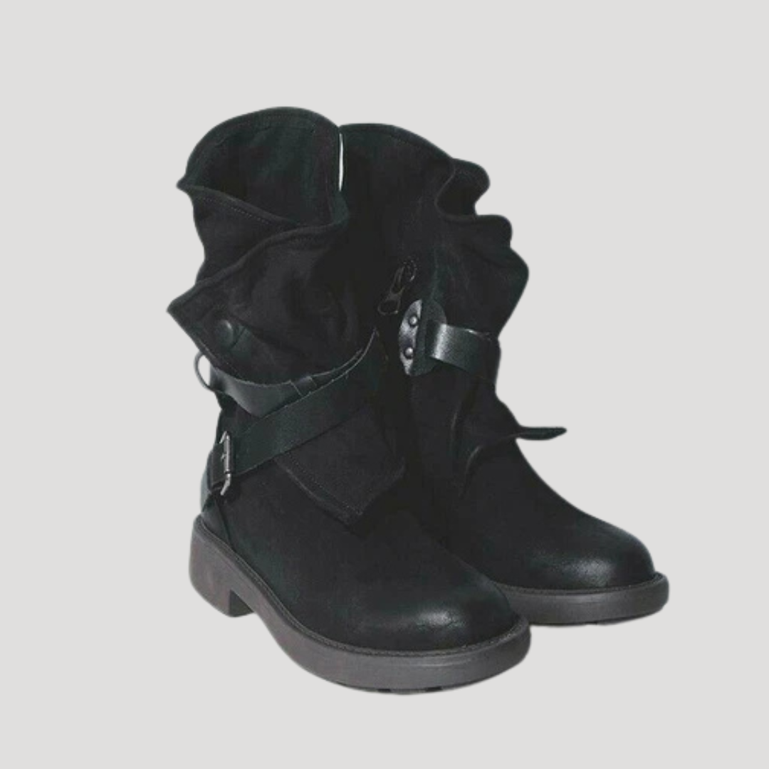 Women's chunky ankle leather winter boots