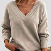 Women’s ribbed oversized v neck knit sweater