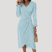 Women’s floral wrap midi summer tea dress