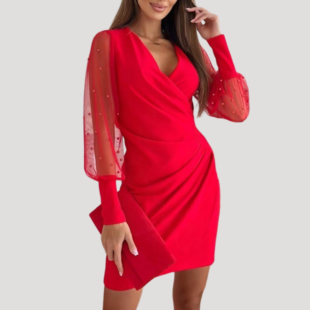 Chiffon sleeve wrap dress