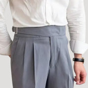 Men’s high waisted pleated smart formal trousers