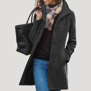 Women’s long wool blend buttoned winter coat