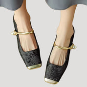 Women’s square toe ballet flats with low heel