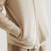 Men’s knitted zip up jumper in soft wool blend
