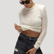 Women’s sheer mohair-blend fitted sweater