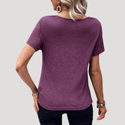 Draped cowl neck short sleeve top