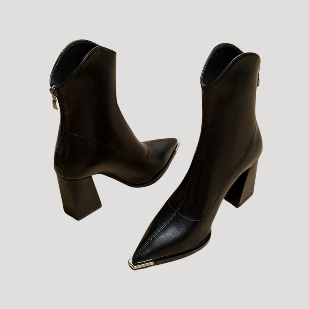 Women's block heel pointed toe ankle boots