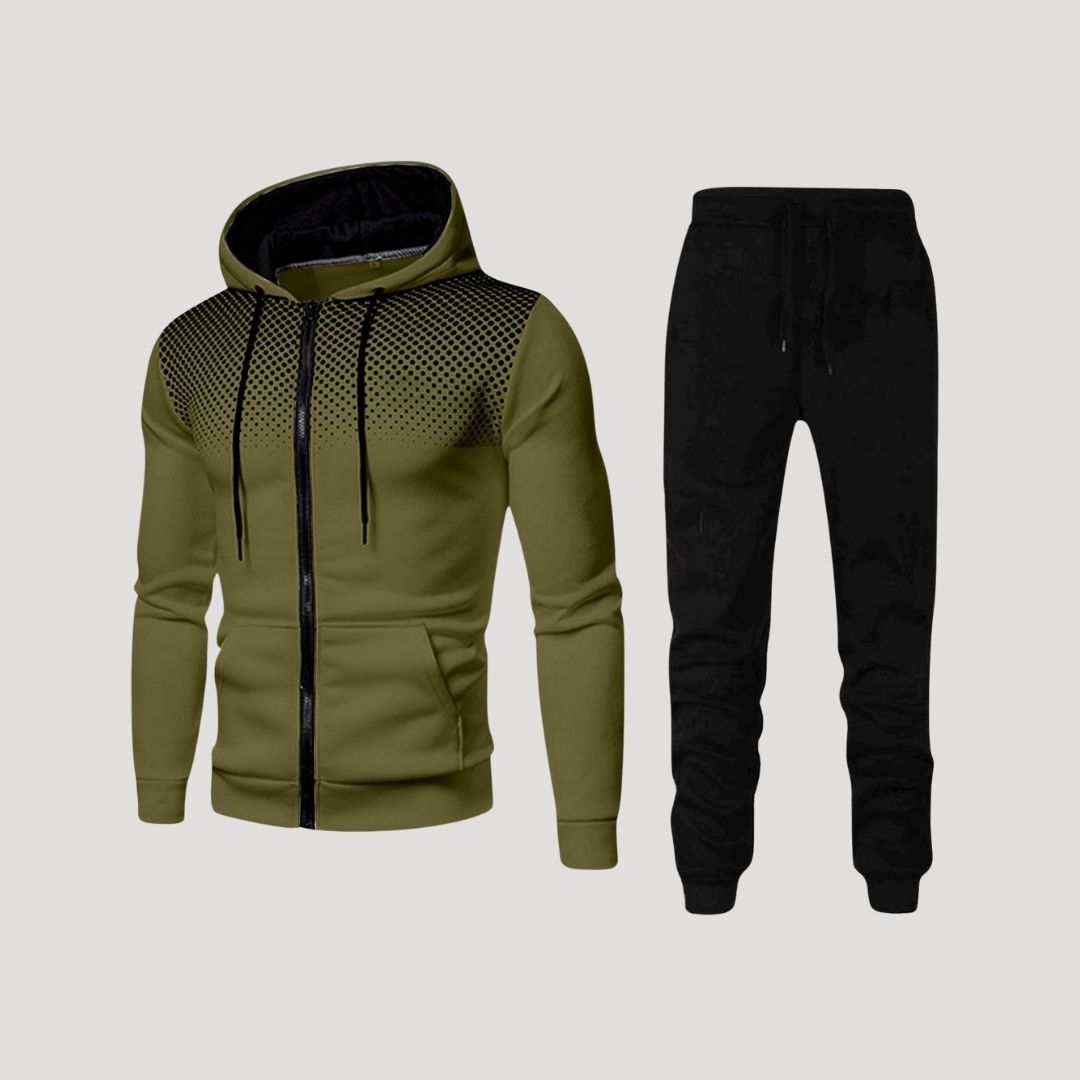 Men’s fleece hooded winter black jogging tracksuit