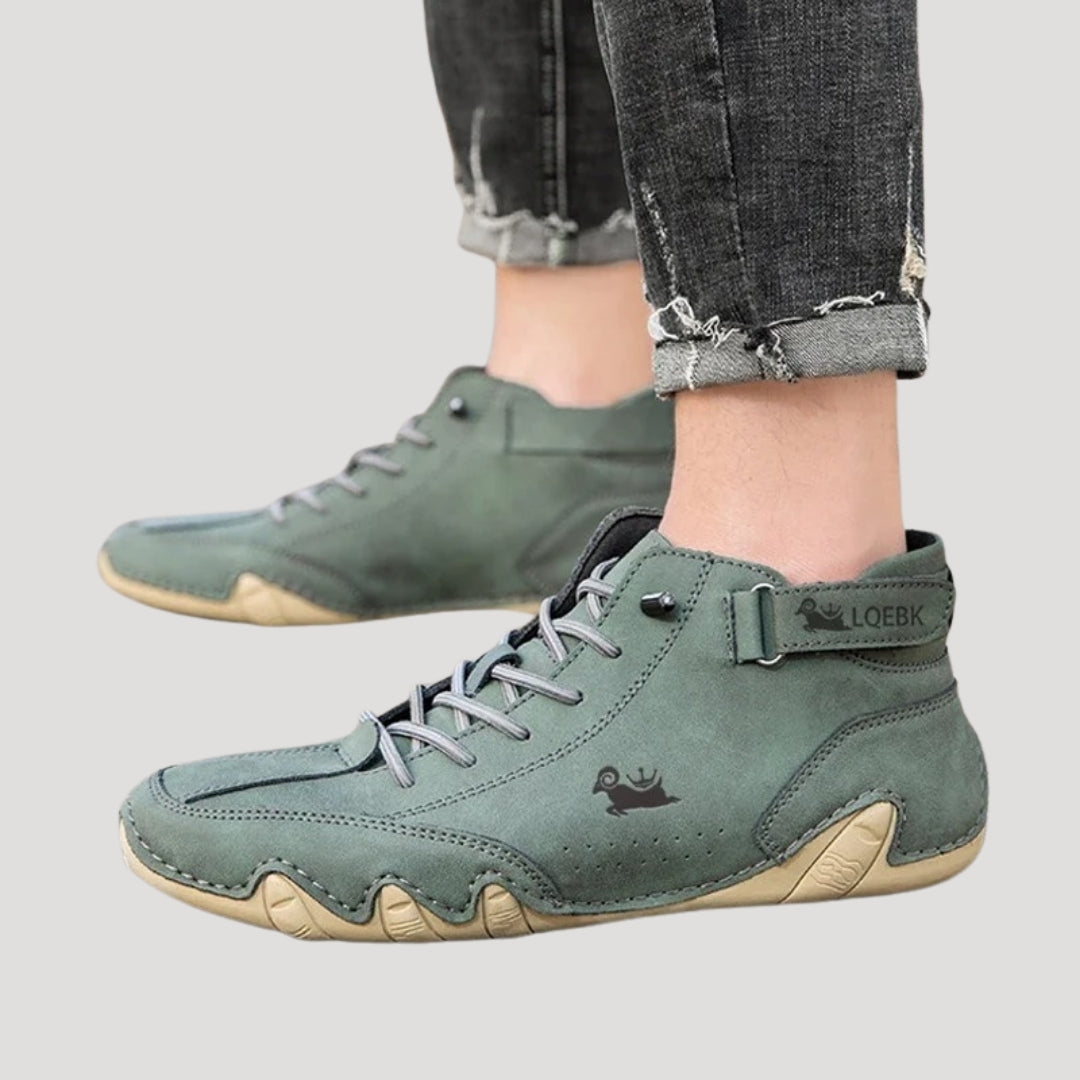 Men’s leather high-top sneakers – casual streetwear shoes