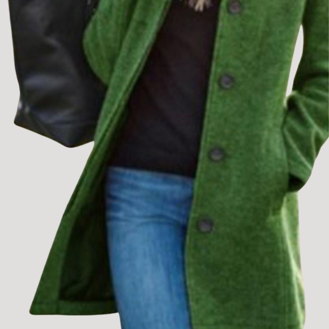 Women’s long wool blend buttoned winter coat