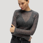 Women’s sheer mohair-blend fitted sweater