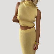 Chic sleeveless knit two-piece set